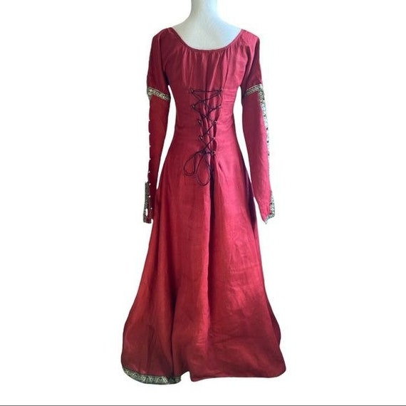 Medieval Braid maids dress Forest Princess in red… - image 2