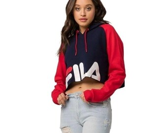 FILA  Luciana  cropped hoodie  big logo sweater women size Medium