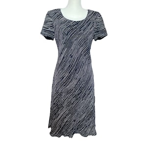 Vintage Jones New York casual black & white stripes dress women size 6