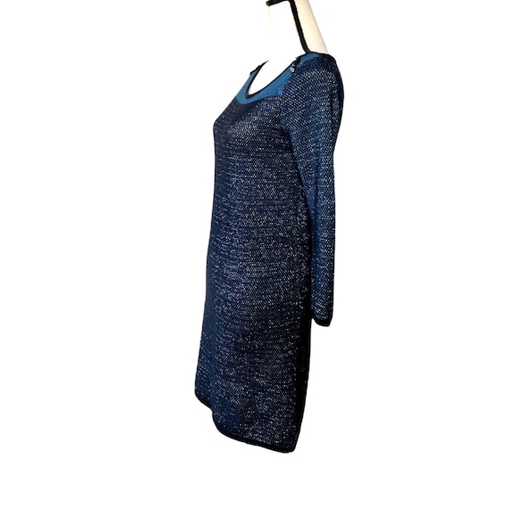 Promod Knitted Blue Silver Metallic Casual Sheath Dress Women - Etsy