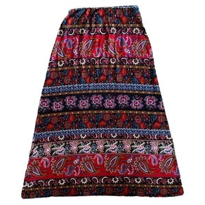 Romanian  bohemian floral ethnic printed designs maxi skirt women Medium