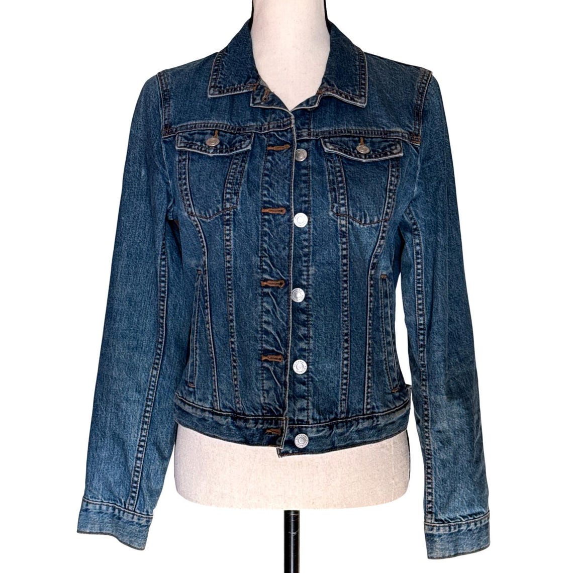 Banana Republic Classic Blue Denim Trucker Jacket Jean Jacket Womens Size S, photo 1 of 5