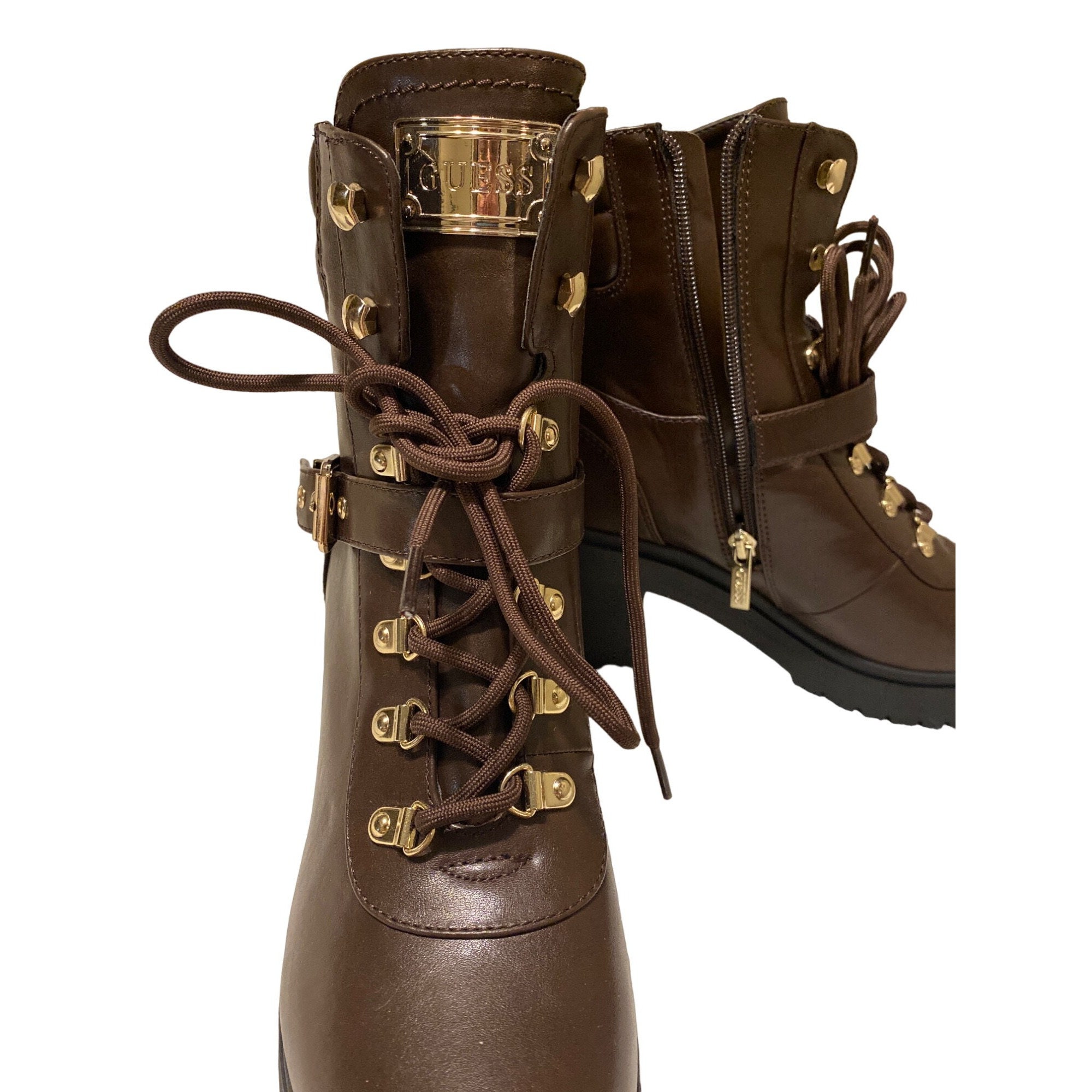 Brand New Guess Brown Leather Shoes - US Size 10.5 - Handmade Boots Womens Guess cocoa brown leather high heeled | Mercari main image 2
