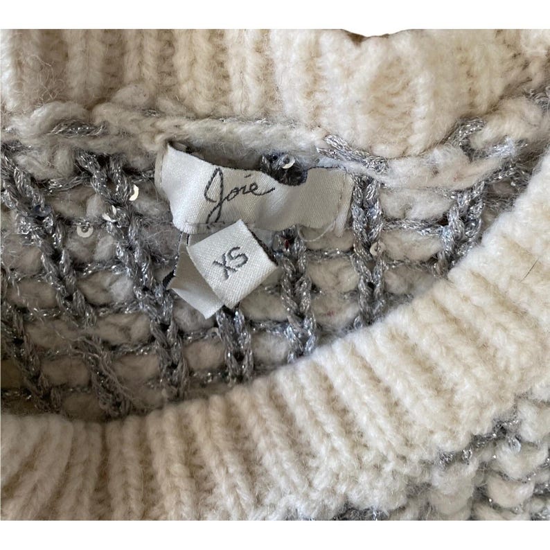 Joie - Pull en laine mélangée à col rond et paillettes argentées métallisées Femme XS image 6