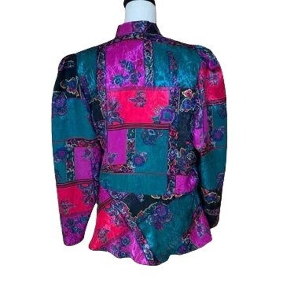 Vintage 80s 90s color block floral long sleeves l… - image 3