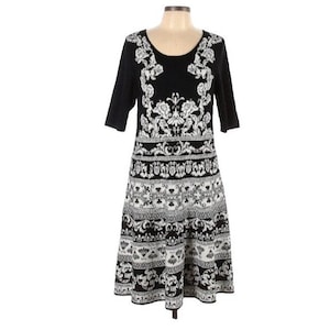 Roz & Ali casual sweater A-line knee length dress women size Large