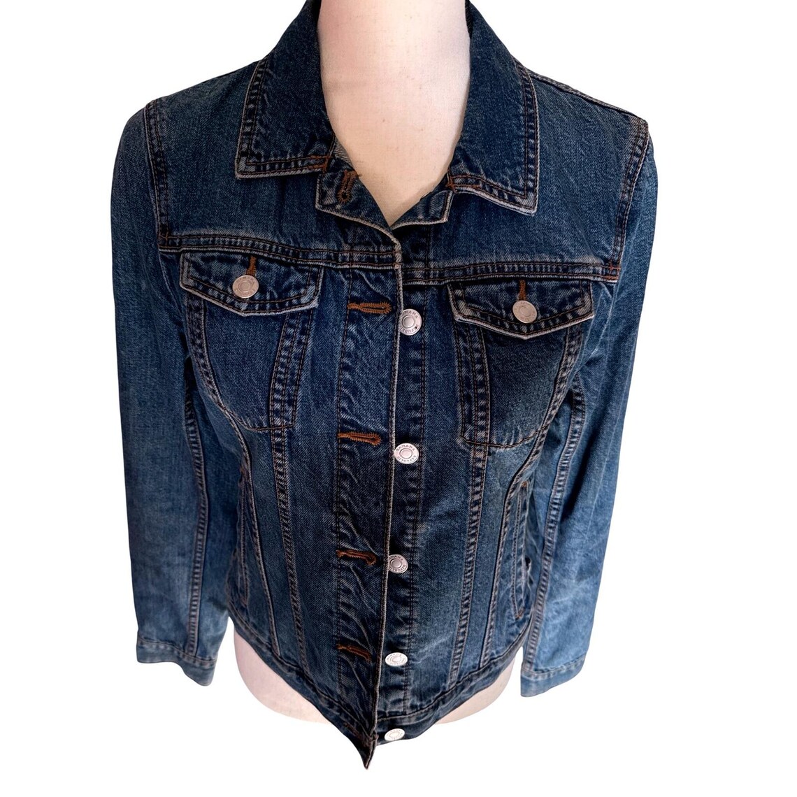 Banana Republic Classic Blue Denim Trucker Jacket Jean Jacket Womens Size S, photo 2 of 5
