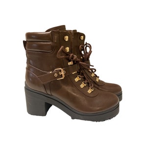 Guess Canally Brown platform combat boots women size 10