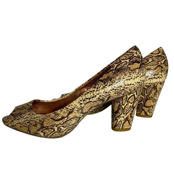 Escarpins Pour La Victoire Irina - Plateforme Gaufrée Peau De Serpent Noir, Taille 38.5, Occasion