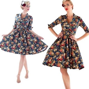Lindy Bop 1950s retro pinup style inspired floral printed &quot;Vivi&quot; dress Medium