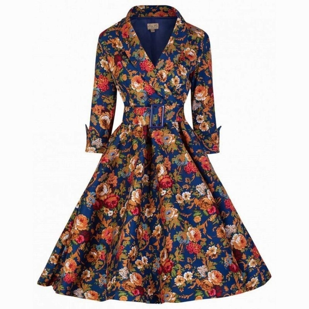 Floral Print Vintage Style Rockabilly Pin up Lindy Bop Dress