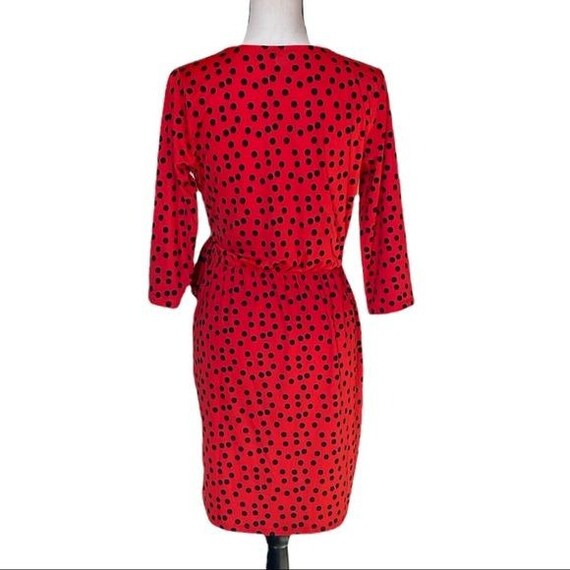 red spot wrap dress Harper Heritage Red Polka Dot Wrap Dress Midi V-Neck Short Sleeve Tie M
