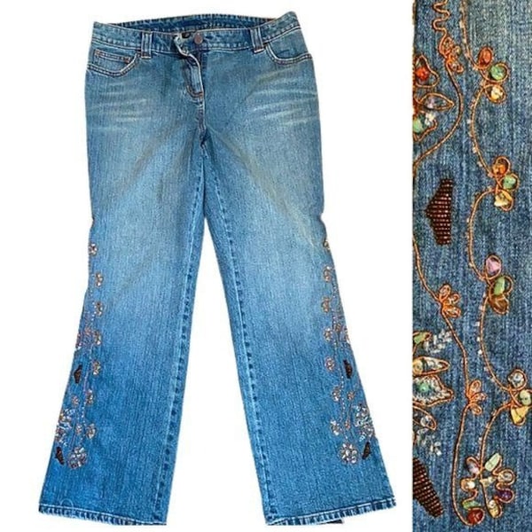 INC International concepts Vintage 90's embellished faux stones  jeans women size 14P