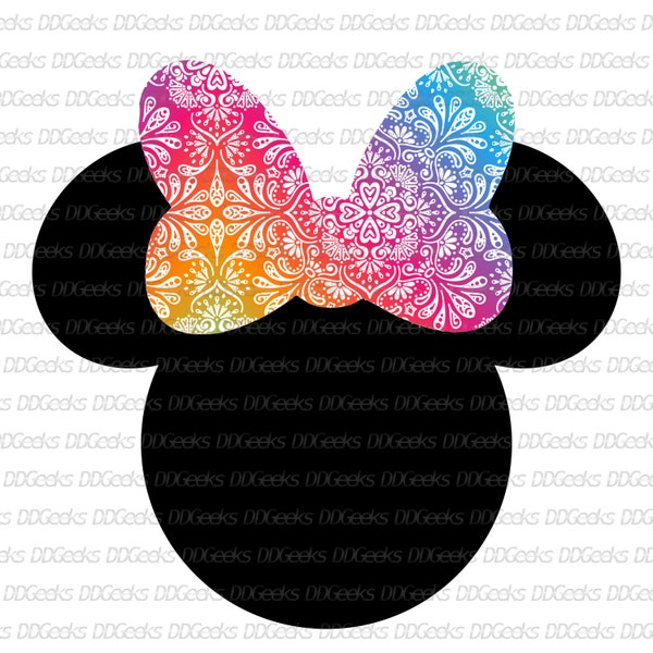 Myszka Minnie z kolorową kokardą mandali Pobierz cyfrowo PNG