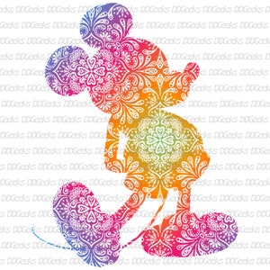 Mickey mouse colorato Mandala silhouette digitale download PNG