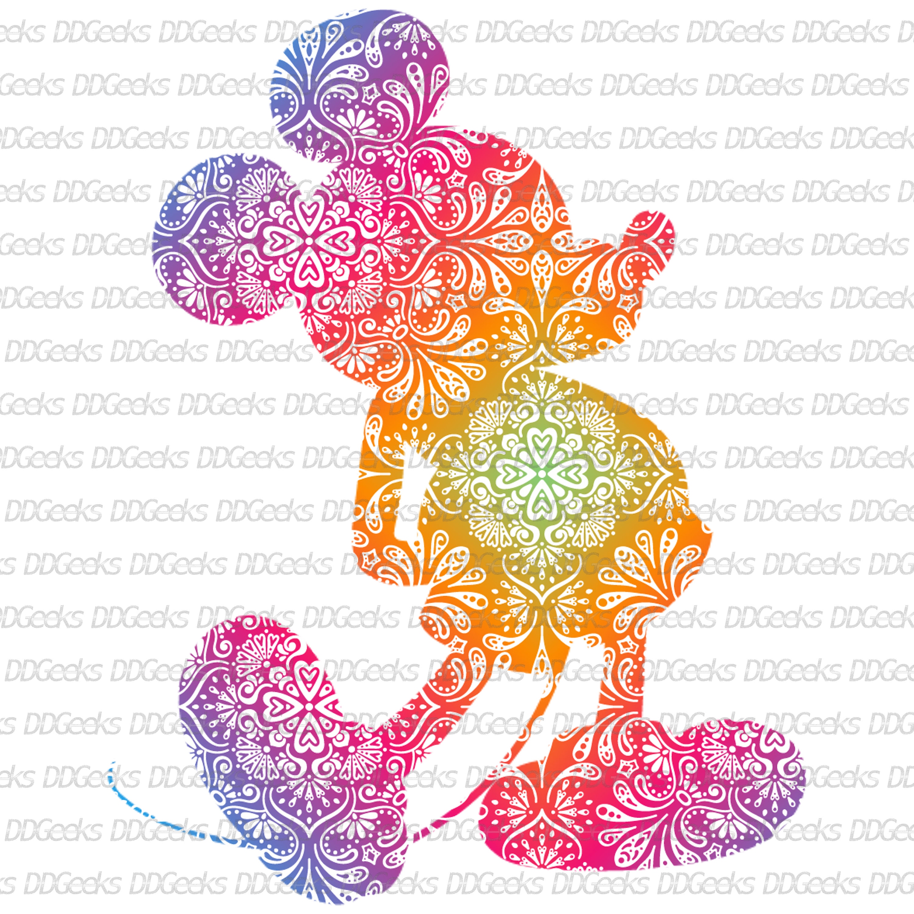 Download Mickey Mouse Colorful Mandala Silhouette Digital Download Png Etsy