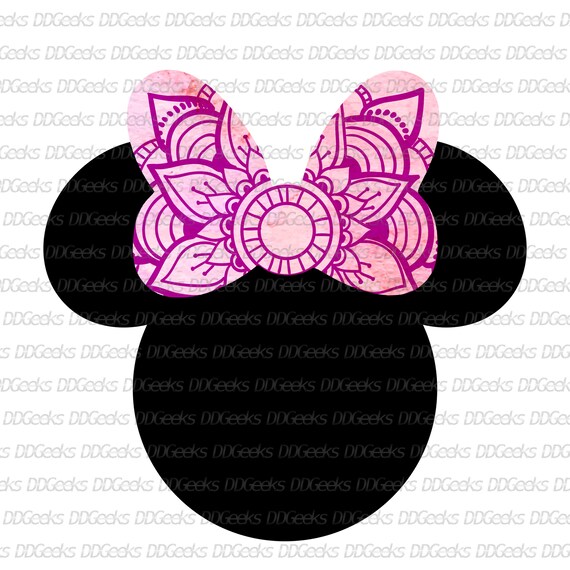 Minnie Mouse Pink Mandala Bow Silhouette Digital Download Png Etsy