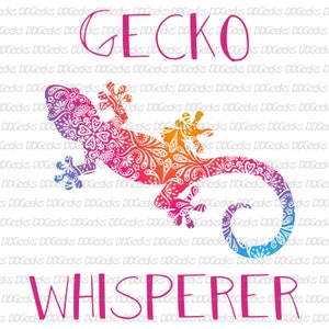 Gecko Whisperer digital file in colorful mandala pattern Digital Download PNG