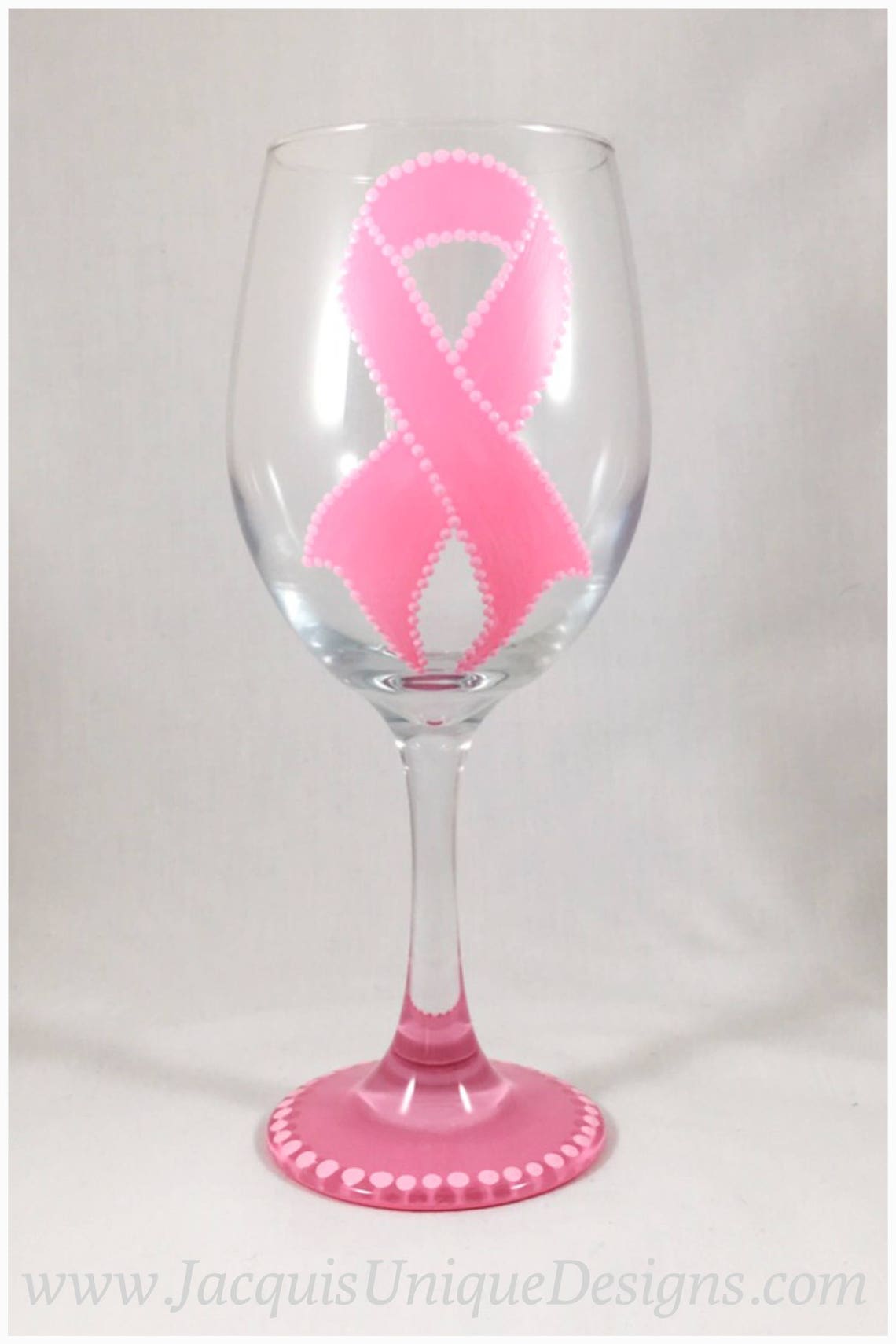 Breast Cancer Awareness Wine Glass Pink Ribbon Wine Glass Etsy