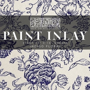 IOD Paint Inlay Indigo Floral by Iron Orchid Designs