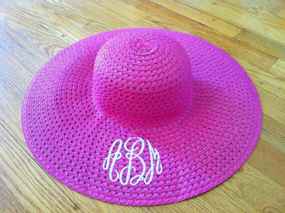 Items similar to Floppy Straw Hat with Monogram on Etsy