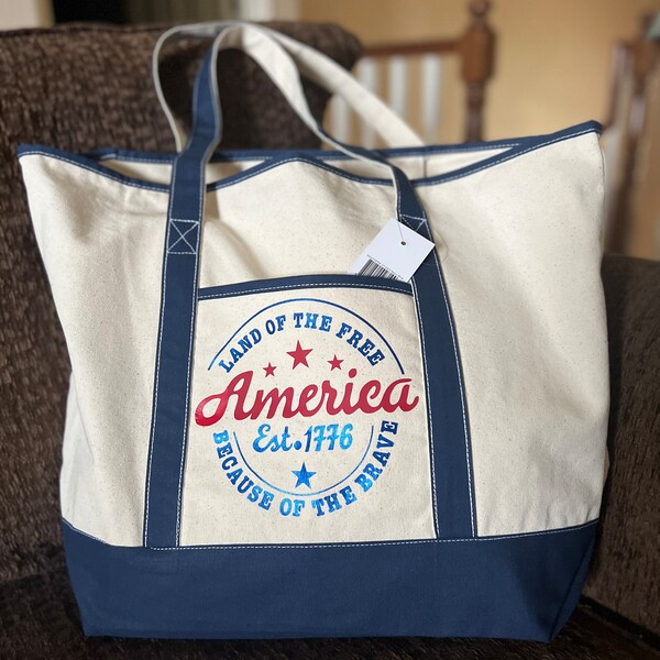 Patriot Usa Pattern Print Leather Tote Bag main image 0