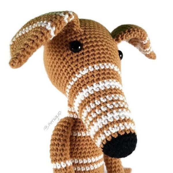 Greyhound Teddy - Crocheted stuffed toy doll / Greyhound Lovers / Baby shower gift / Newborn accessories