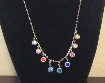 Mixed colors pendant Necklace silver chain silver.