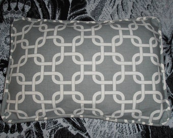 White Chainlink on charcoal Pillows Cover with corded pillow cover