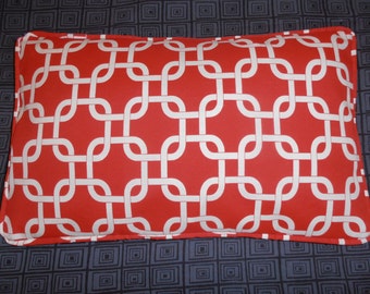 Decorative Pillow Cover Corded Indoor / outdoor Geometric Gotcha Red and White