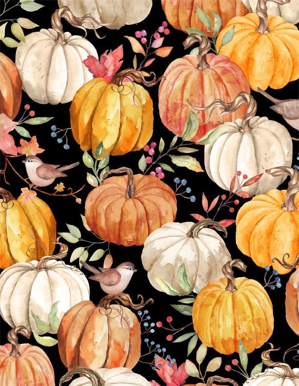 Wilmington Prints - Autumn Day - Tossed Large Pumpkins - 1665-987