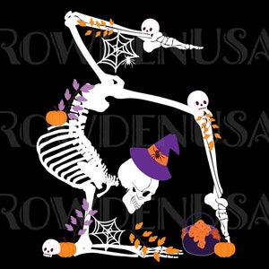 PNG - Halloween Skeleton Handstand, Halloween Gymnastics Shirt, PNG Halloween, Skeleton Handstand, Cute Skeleton with Pumpkins