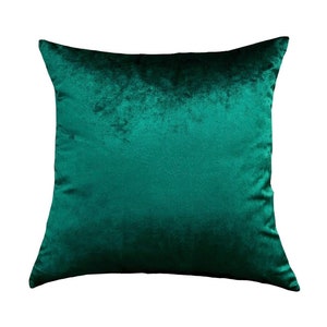 Velvet Emerald Green Throw Pillow Cover, Velvet Green Home Decor, Pillow Case, Euro, Sham, Lumbar Cover, Solid Emerald Green Home Accent image 1