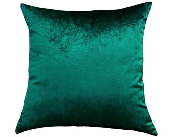 Velvet Emerald Green Throw Pillow Cover, Velvet Green Home Decor, Pillow Case, Euro, Sham, Lumbar Cover, Solid Emerald Green Home Accent