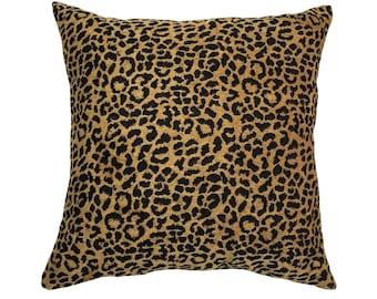 Chenille Leopard Gold Pillow cover, Animal Design Pillowcase, Chenille leopard Pillow Home Accent