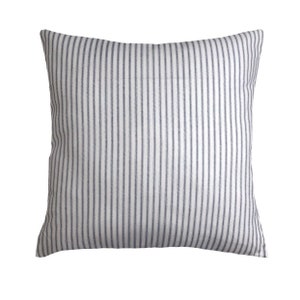 Classic Farmhouse Throw Pillow Cover, Ticking Stripe Premier Navy & White Pillow Case, Cotton Duck Euro, Lumbar Pillowcase