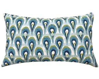 Textured Chloe Frost Birch Lumbar Pillow Cover, Ikat Blue Zippered Lumbar Pillow Case, 14x36, 12x36, 12x26 And Many More