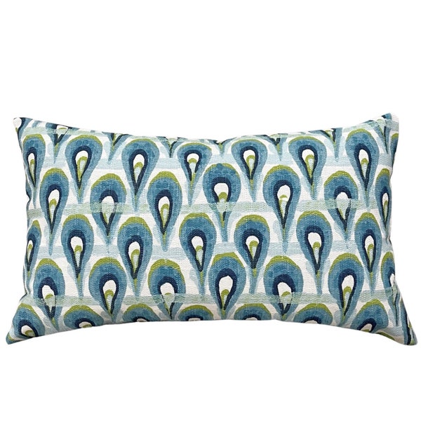 Textured Chloe Frost Birch Lumbar Pillow Cover, Ikat Blue Zippered Lumbar Pillow Case, 14x36, 12x36, 12x26 And Many More