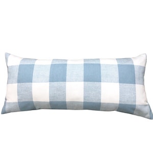 Steel Blue and White Lumbar Pillow Cover, Anderson Blue Check Rectangular Pillow Cover,