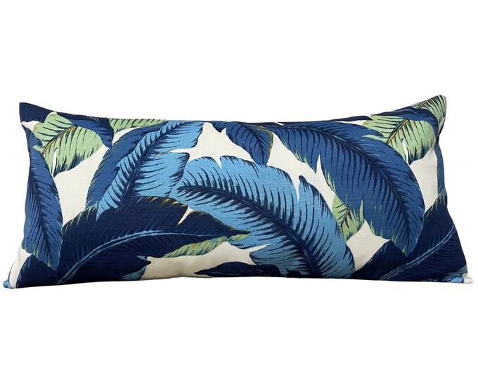 Outdoor Swaying Palms Indigo Lumbar Pillow Cover Rectangular Etsy