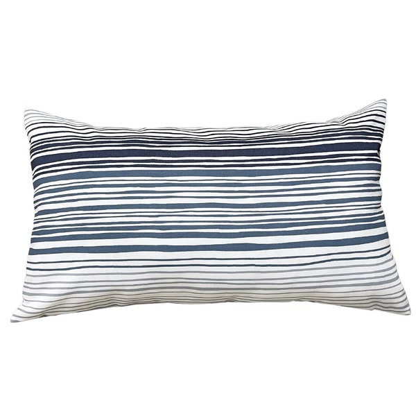 Outdoor Stripes Passport Navy Lumbar Pillow Cover, Rectangular Striped Navy Blue and White Pillowcase, Porch, Rectangular Patio Pillow Cover