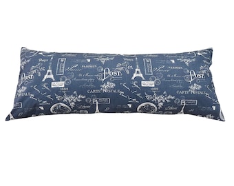 Paris Premier Navy Twill Lumbar Pillow Cover, Navy Blue and White Rectangular Pillow Cover