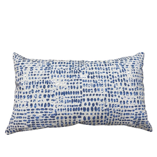 Blue Lumbar Pillow Etsy
