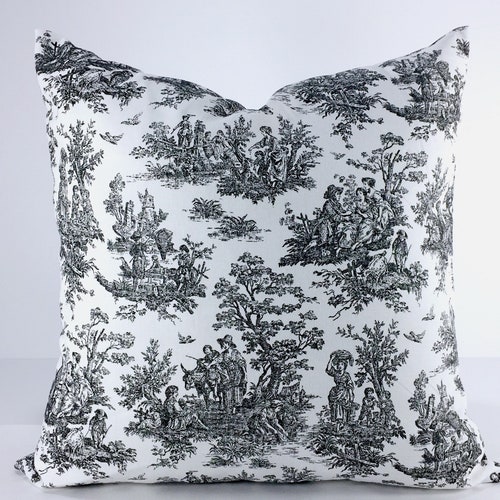 Toile Black and White Lumbar Pillow Cover Jamestown Toile Etsy