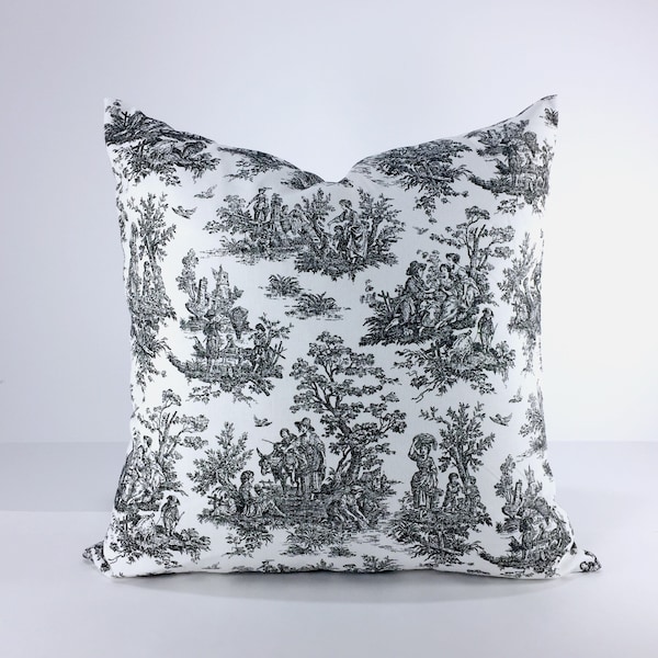 Toile Jamestown Black & White Home Decor Throw Pillow Cover Pillow Case, Euro, Sham cover, Lumbar, Kidney PillowCase