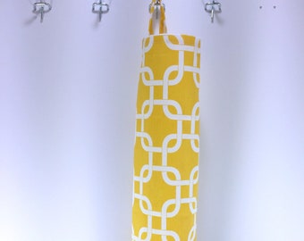 Yellow Plastic Bag Holder, Reusable Bag, Yellow and White Plastic grocery bag Dispenser, Recycling Plastic Bag