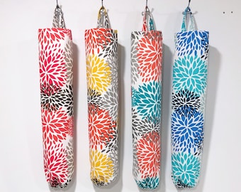 Floral Plastic Bag Holder, Blooms Grocery bag Holder, Recycling Bag Dispenser, Outdoor polyester fabric