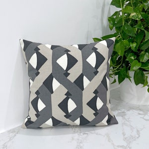 Dover Street Graphite Throw Pillow Cover, Robert Allen Fabric Geometric Print Pillow Case, Lumbar Pillow Cover, Euro Sham, Home Accent