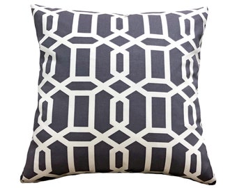 Modern Decorative Pillow Big Grey Zig Linen Blend - Etsy