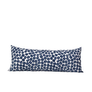 Bermuda Blue Lumbar Pillow Cover, Cotton Linen Blend Blue and White Zippered Rectangular Pillow Case